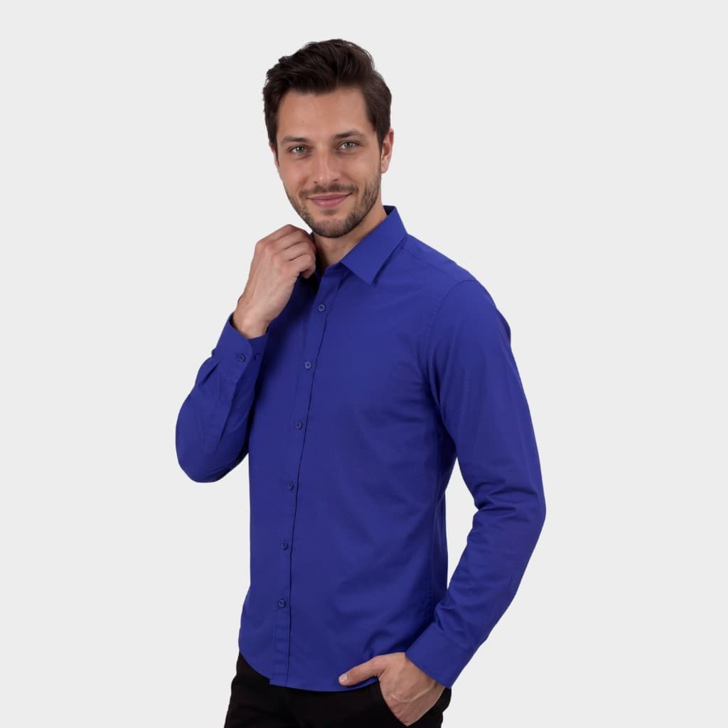 Camisa Masculina Social Slim Premium Não Molha Manga Longa Elastano Branca