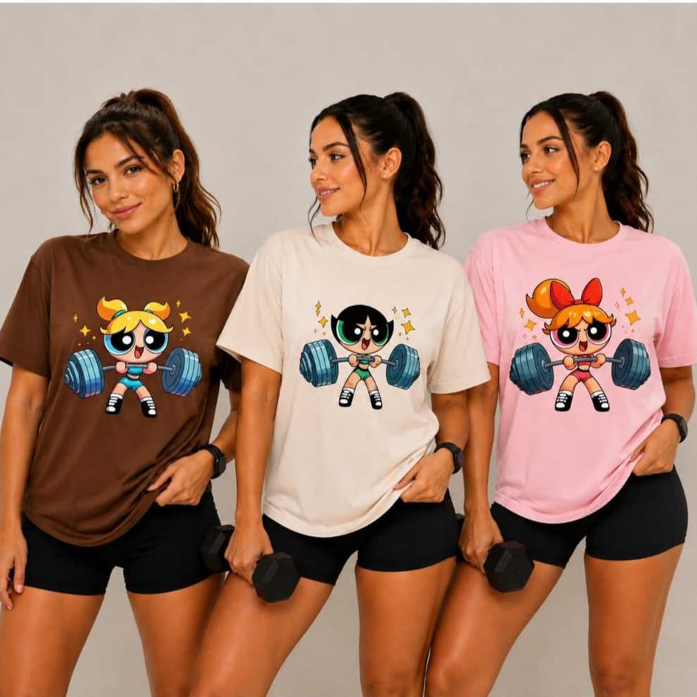 Kit Camisetas meninas Super Poderosa Academia Musculação Fitness Feminina Treino Cross fit