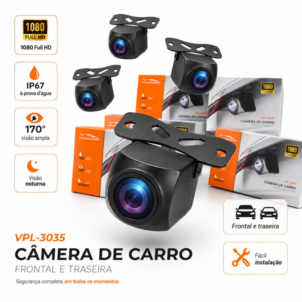 Camera de Carro Frontal e Traseira Visão 170 Graus Torquehammer VPL-3035