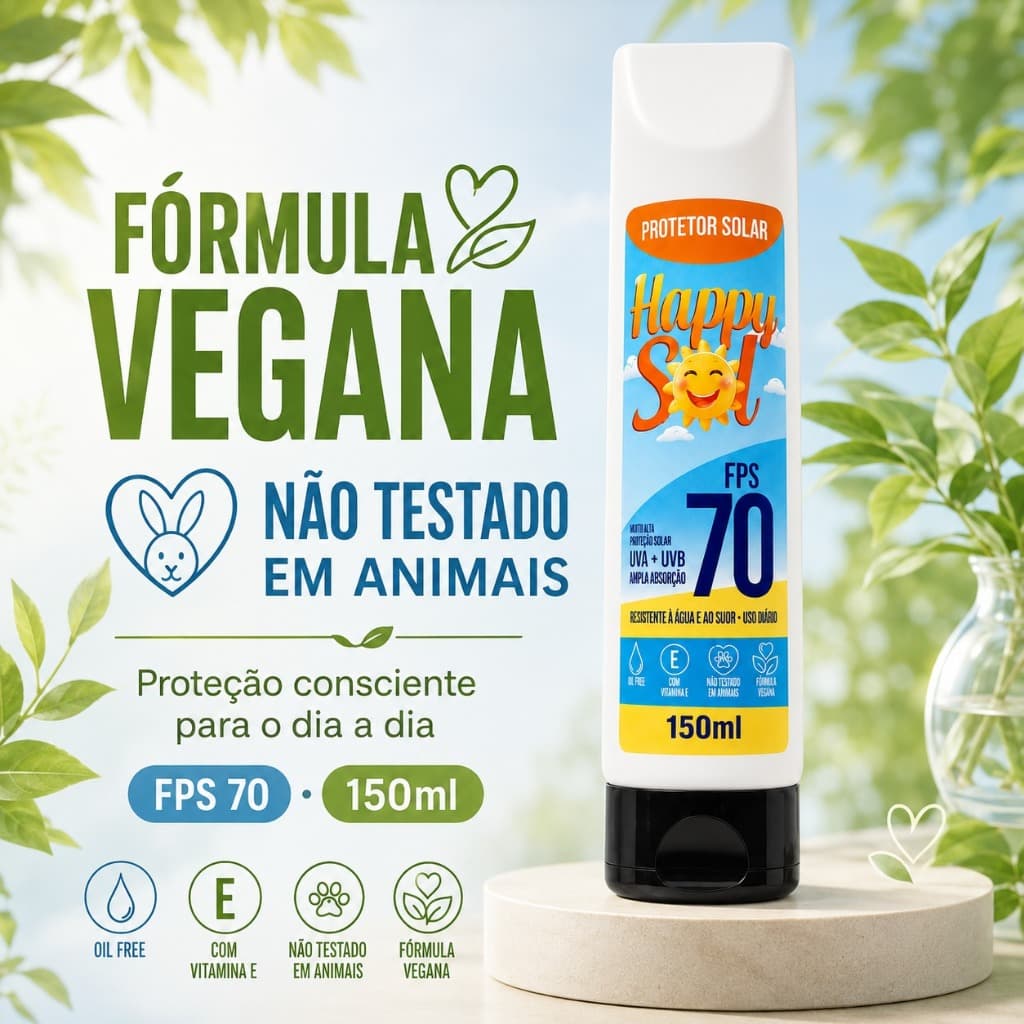 Protetor Solar 70FPS -Facial /Corporal Toque Seco UVA/UVB - 100% Natural E VEGANO, ANTISSINAIS150ml