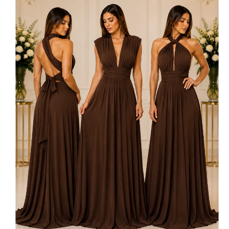 Vestido Feminino Social Longo de Festa Multiformas Vestido Midi Varias Formas de Vestir Festa Casamento Batizado Eventos