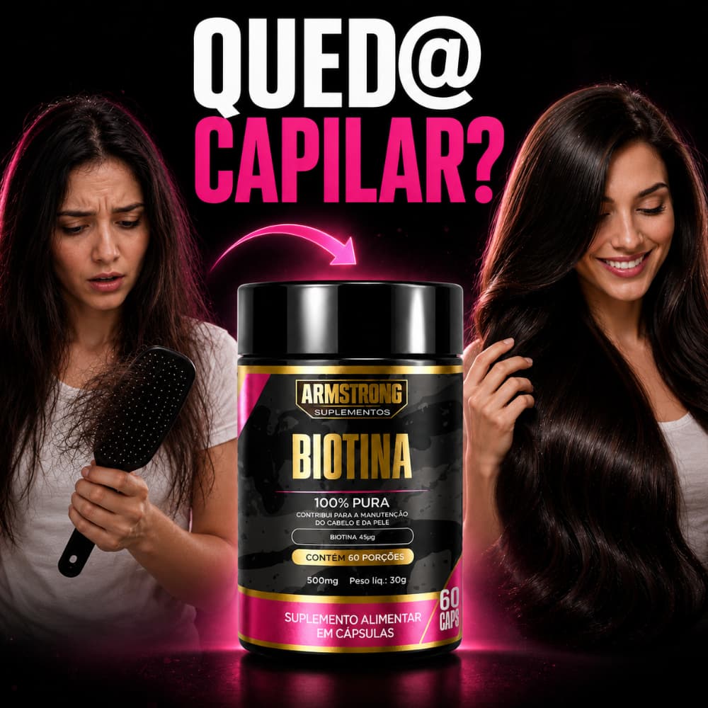 Biotina Cabelo Unhas e Pele Original 45mcg 60 Cápsulas Vitamina B7 Armstrong Suplementos