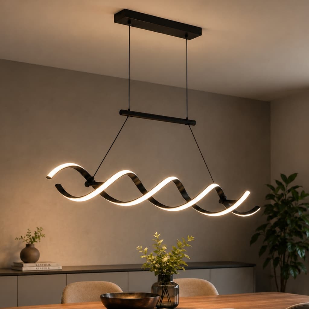 Luminária de Teto LED Preto Ondulado – Estilo Moderno e Alto Desempenho