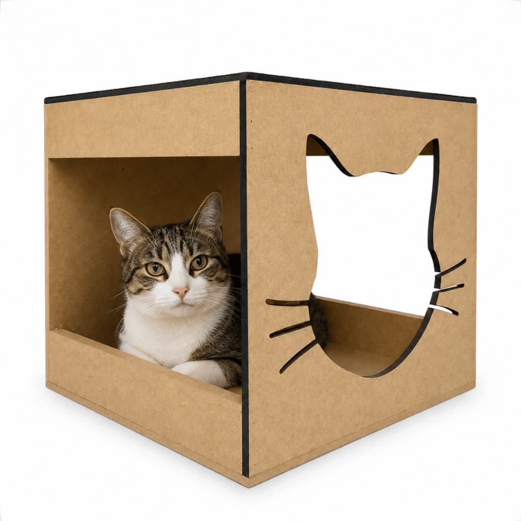 Nicho Toca Casa Para Gatos MDF 6mm Resistente Seguro 100% Montado