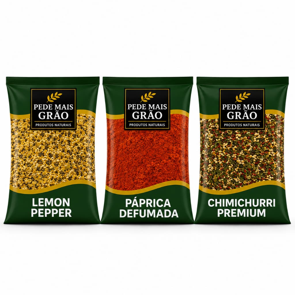 Kit de Temperos 600g – Lemon Pepper, Páprica Defumada e Chimichurri – Seleção Premium