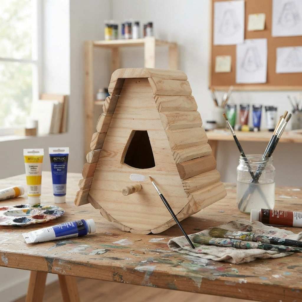 Casinha de passarinho de madeira para decorar e fazer a sua pintura.