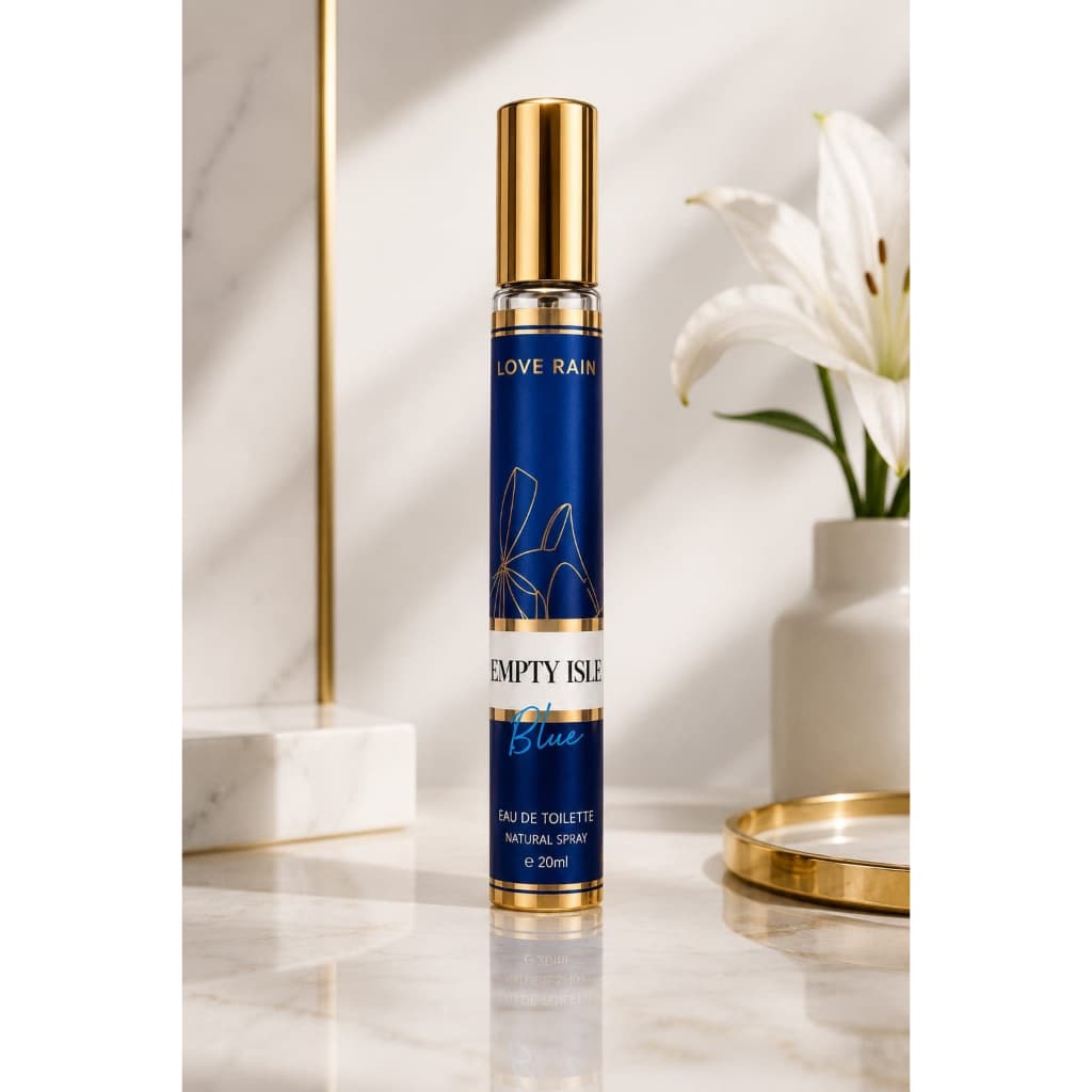 Perfume Feminino Empty Isle  Blue Importado 20ml  Fragrância Floral Oriental Baunilha, Café, Amêndoa e Tonka Love Rain