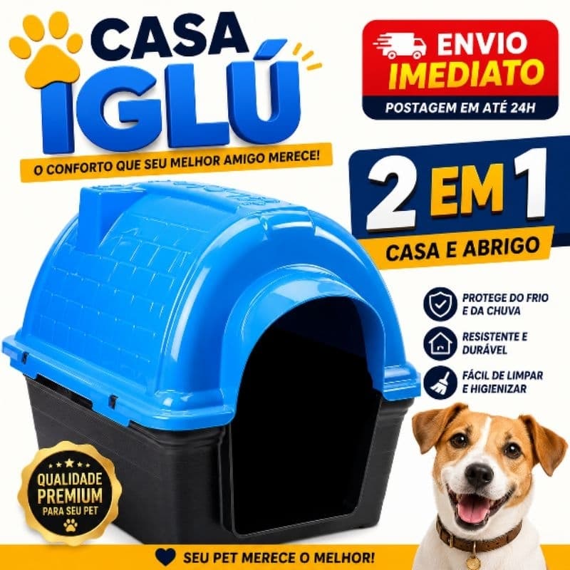Casinha de cachorro N3 Plástica modelo Iglu Furacão pet Casa cachorro