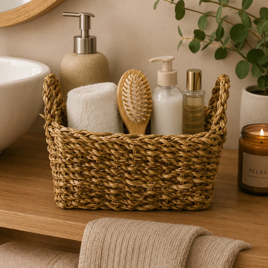 Cesto Decorativo Organizador Com Alças Para Banheiro Quarto E Prateleira