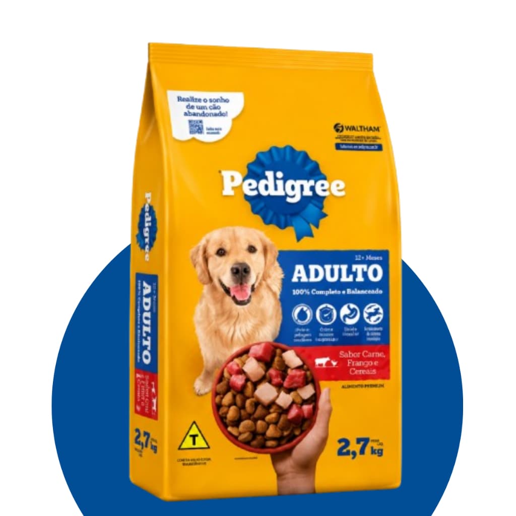 Ração para Cachorro Adulto Pedigree Carne e Frango 2,7kg