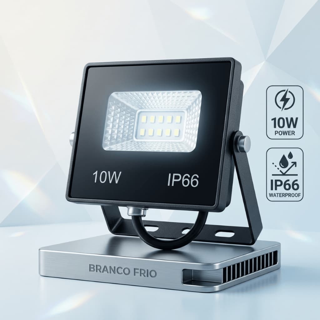 Refletor Led Holofote 10w Luminária Branco-Frio Bivolt Iluminação de LED IP67 Área Externa Fachada Garagem Quintal Jardi