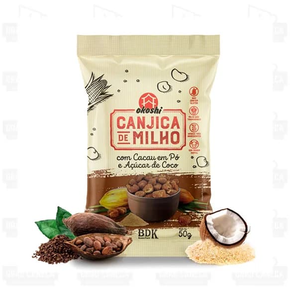 Pipoca Canjica Milho Cacau Pó e Açúcar Coco Saudável Natural