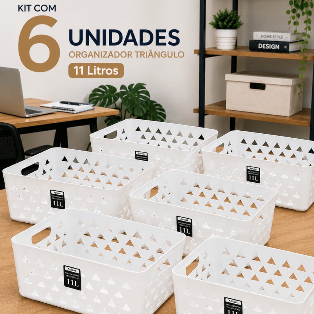 Cesta Organizadora 11L Branca Multiuso p/ Limpeza Cosméticos Cozinha Brinquedos Empilhável Promoção!