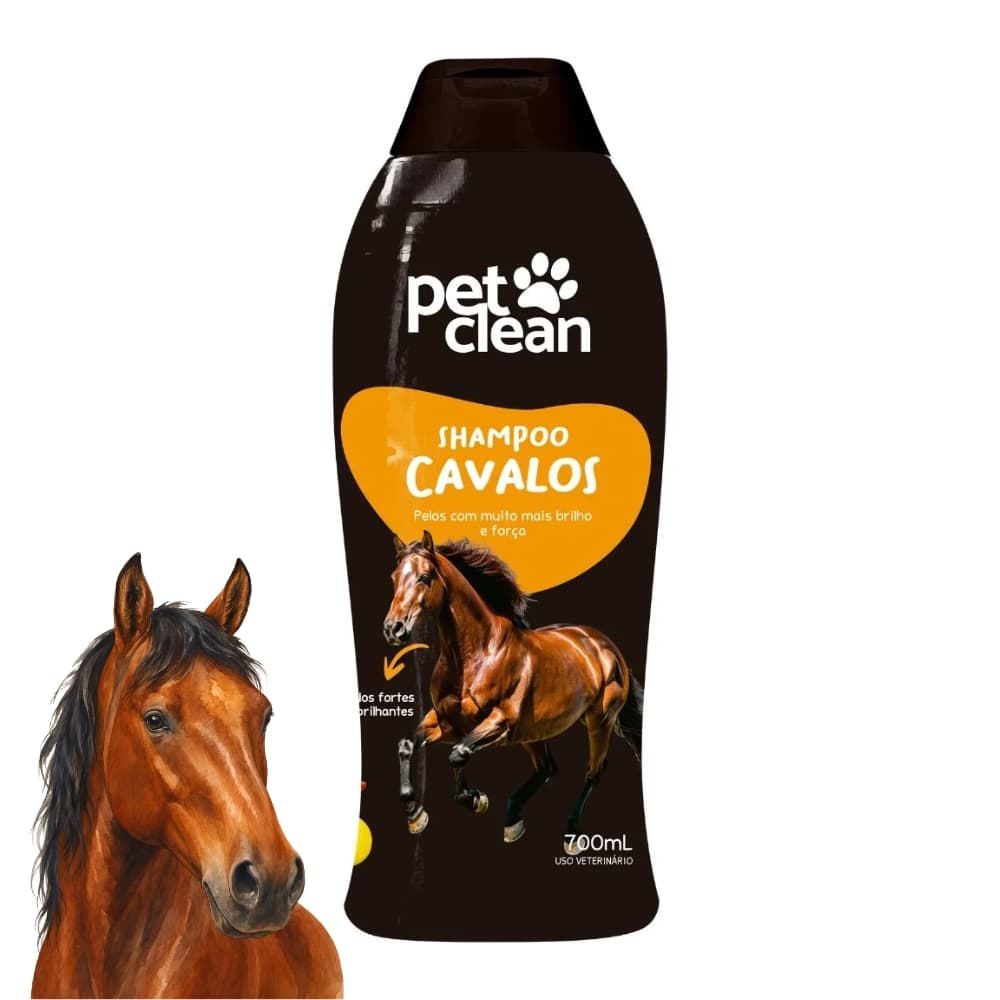 Pet Clean Shampoo para Cavalos 700ml Mais Brilho e Força Limpeza Profunda Uso Veterinário