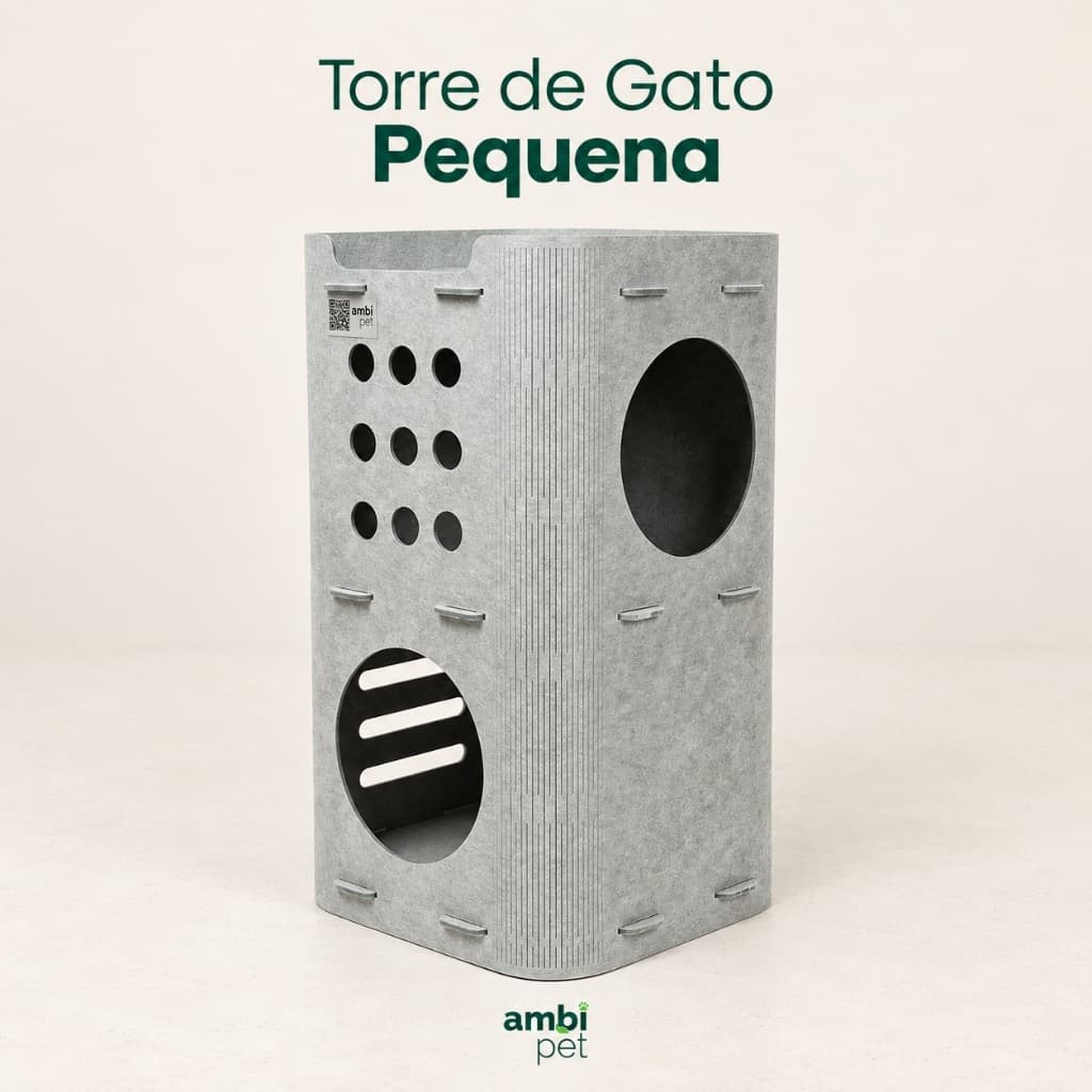 Torre de Gato Pequena Ambipet Sustentável Playground Casinha Nicho Escalada 62cm Ambiplast Reciclado