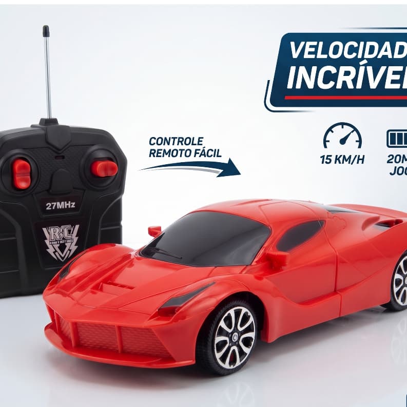 Carrinho RC 3 Funções com Controle Sem Fio para Crianças a Partir de 3 Anos