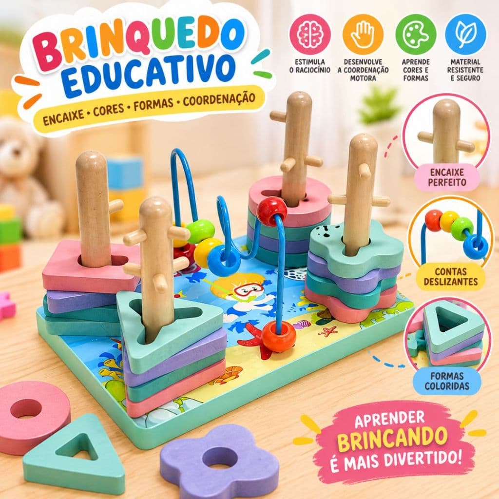 Brinquedo Aramado Divertido MDF Brinquedo Educativo Pedagógico Sensorial Encaixe Aramado MDF Grande