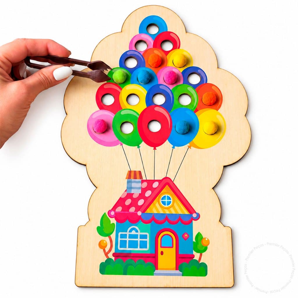 Brinquedo Jogo Educativo Pega  Pom Pom  com Pinça Coordenação Motora Pinça Educativo Sensorial Pedagógico Colorido