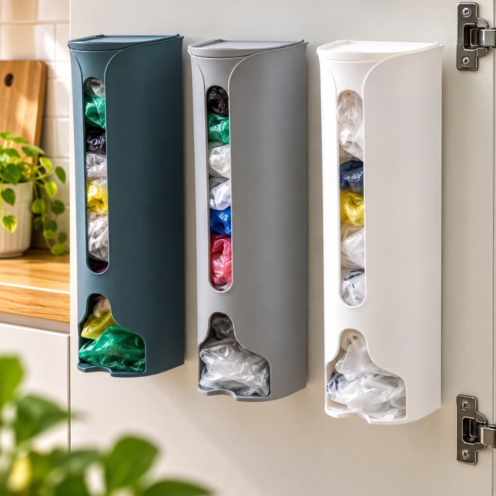 Suporte Organizadora Sacola de Lixo Multiuso Dispenser Parede Puxa Saco Cozinha