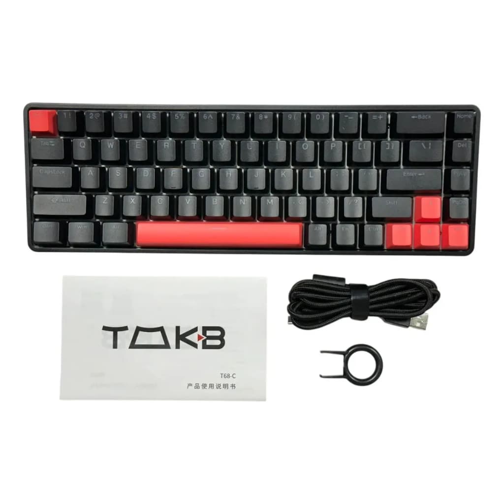 Teclado Mecânico Com Fio TMKB T68-C Preto