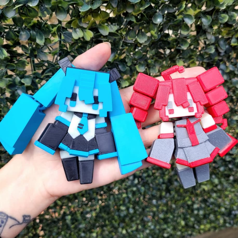 Hatsune Miku e Teto Boneca de Pixel Articulada Presente Vocaloid Decorativo Nerd