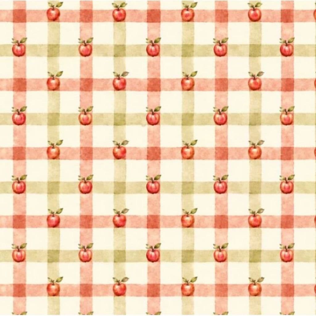 Tecido Patchwork Digital Xadrez Maçãs D2835