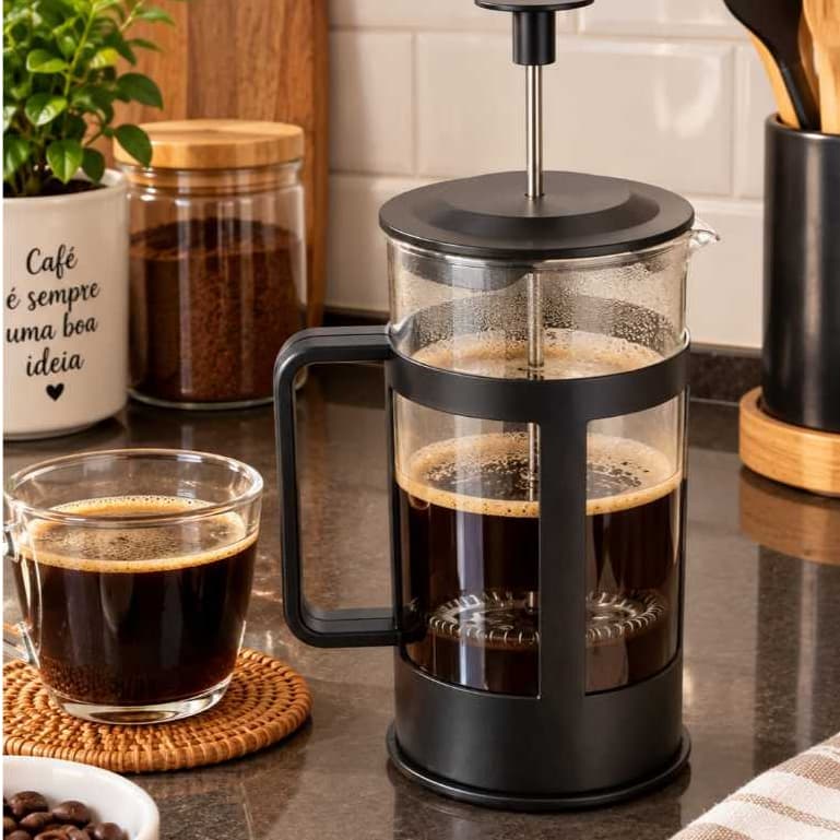 Cafeteira Prensa Francesa 300ml Cremeira Leite Cremoso Café Expresso Chá Quentinho