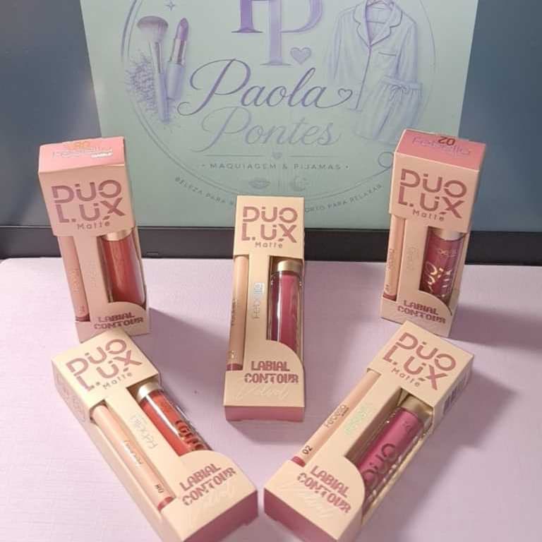 Batom líquido matte + Lápis de contorno labial - KIT Duo Lux Matte da Febella