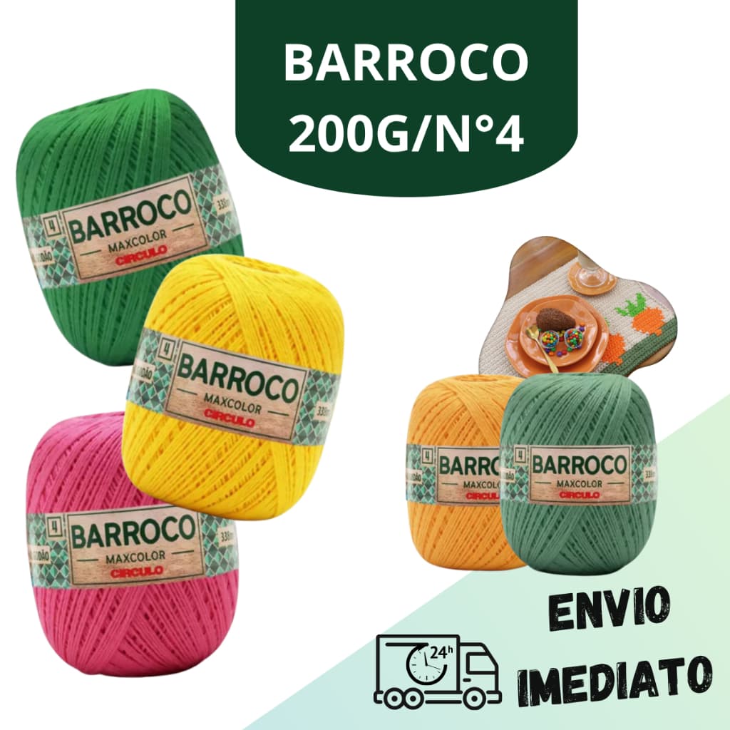 Barbante Barroco Círculo N°4 200g 100% Algodão– para tapetes, mantas - crochê e tricô