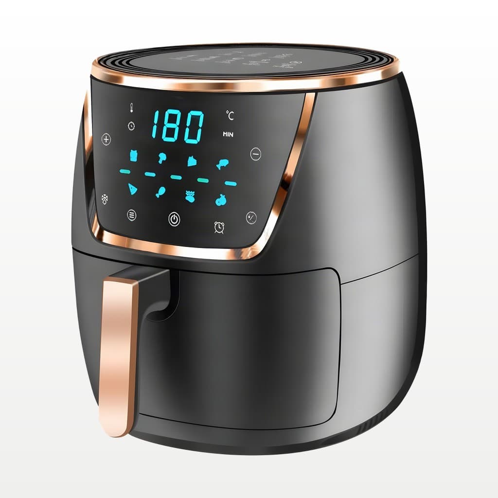 Air Fryer Fritadeira Elétrica Sem Óleo 6,5L 1500W Digital LCD ou Analógica Preta e RosE 8 Modos Timer 127V ou 220V