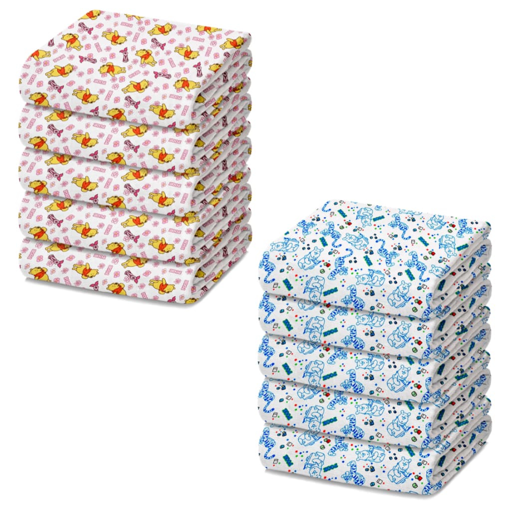 Pacote 5 Fraldas de Pano Pooh Grande Minasrey 70x70cm 100% Algodão Grosso Enxoval Recem Nascido Bebê