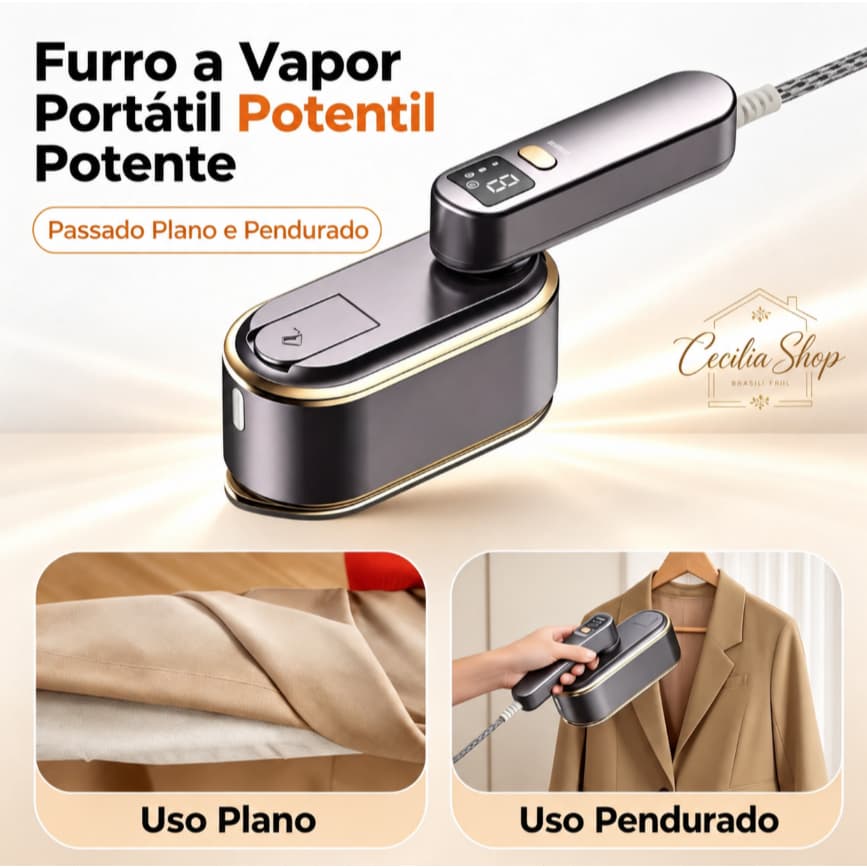 Ferro de Passar a Vapor Portátil Vaporizador de Roupas Vertical e Horizontal 110V/220V