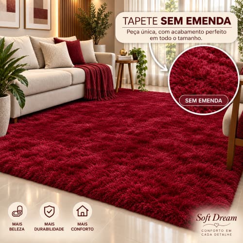 Tapete Shaggy Peludo 200x400 Para Sala Grande Felpudo Macio Antiderrapante Moderno Quarto Decorativo
