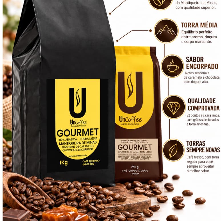 Café Gourmet UnCoffee 250g ou 500g Torrado em Grãos