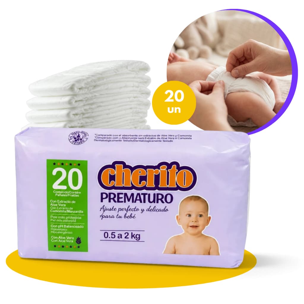Fralda Cherito Prematuro 20 Unidades 1 Pacote Fraldas Bebê Recém Nascido Descartável