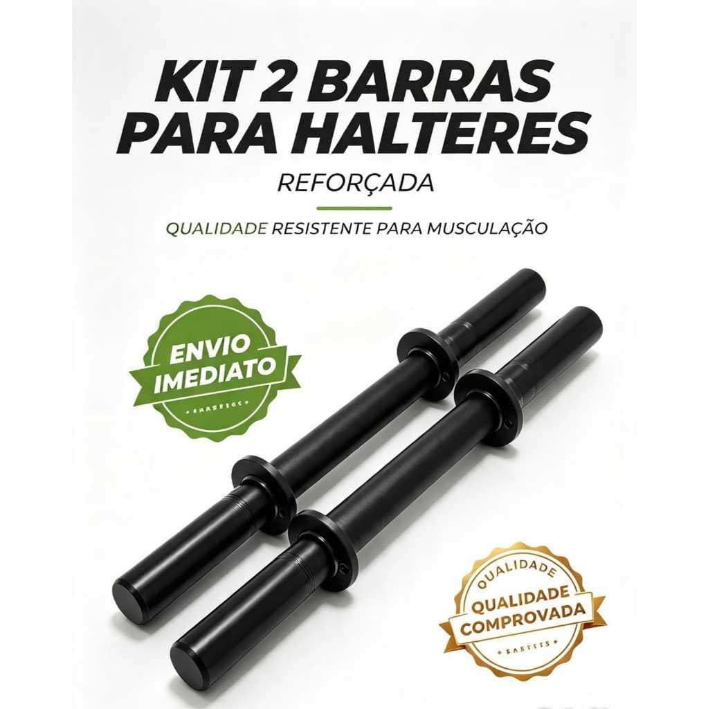 Kit 2 Barras Halter 40cm Para Anilha Academia Musculação Treino