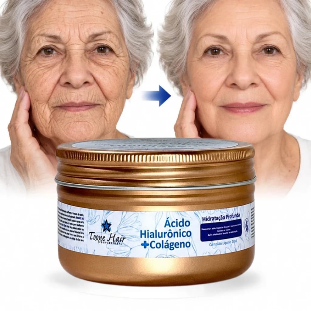 Creme Facial Ácido Hialurônico + Colágeno Skincare  Hidratação Cuidado Diário Anti Idade Firmeza da Pele