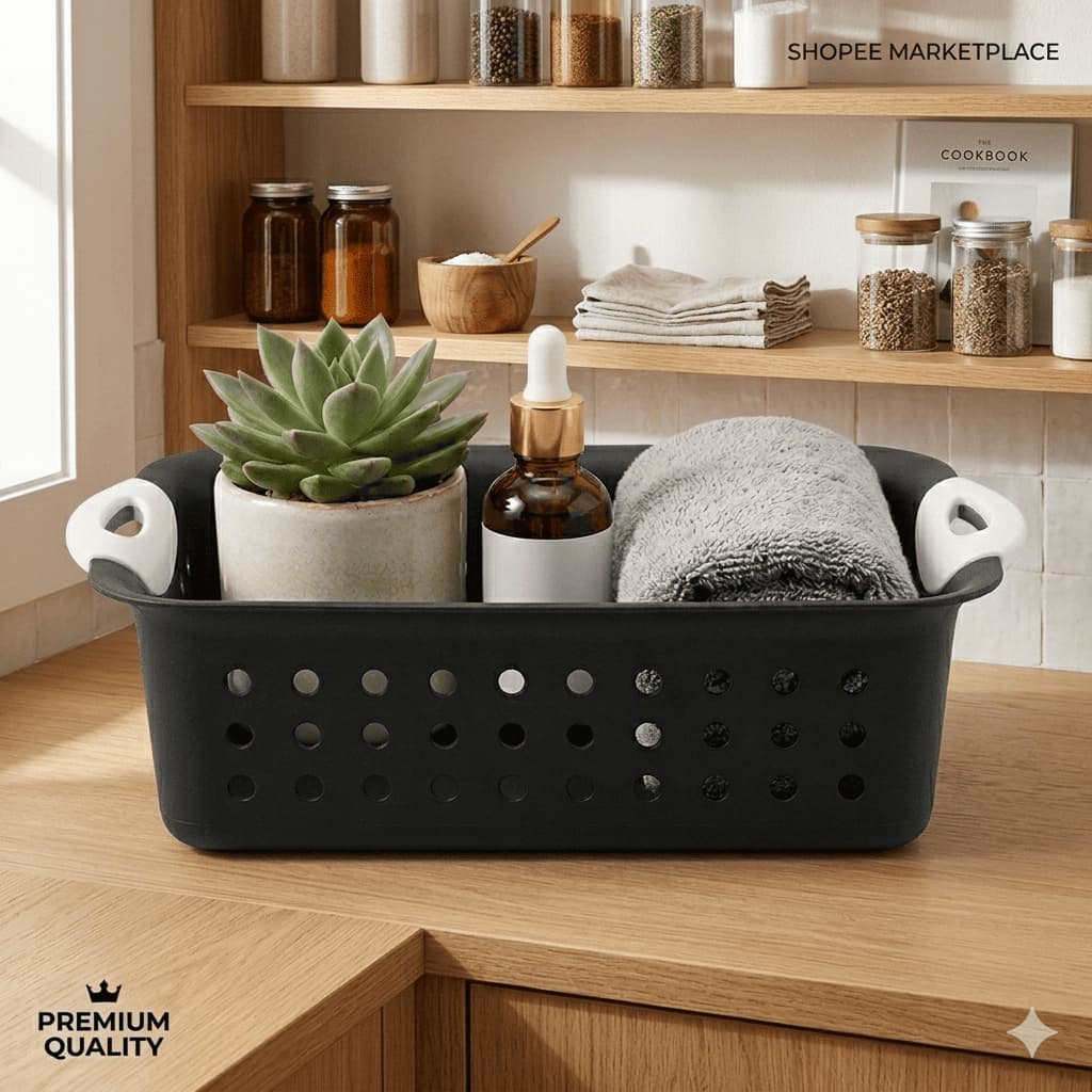 Kit 2 Cestas Multiuso Tamanho 31X20,5 para Cozinha,  Banheiro, Geladeira e Escritório