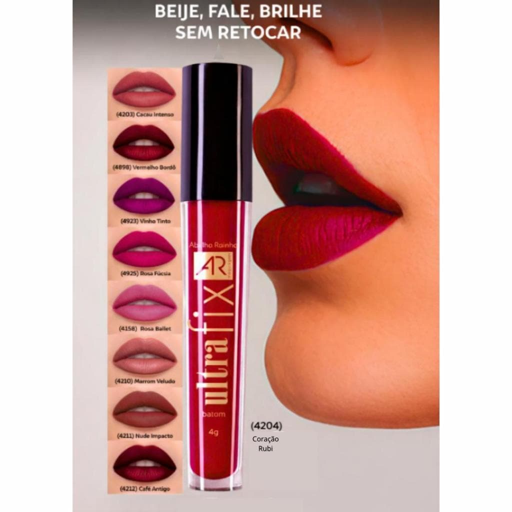 Linha Batom Liquido Matte 24 horas na boca - Ultrafix 24 horas 4g Abelha Rainha AR MAQUIAGEM