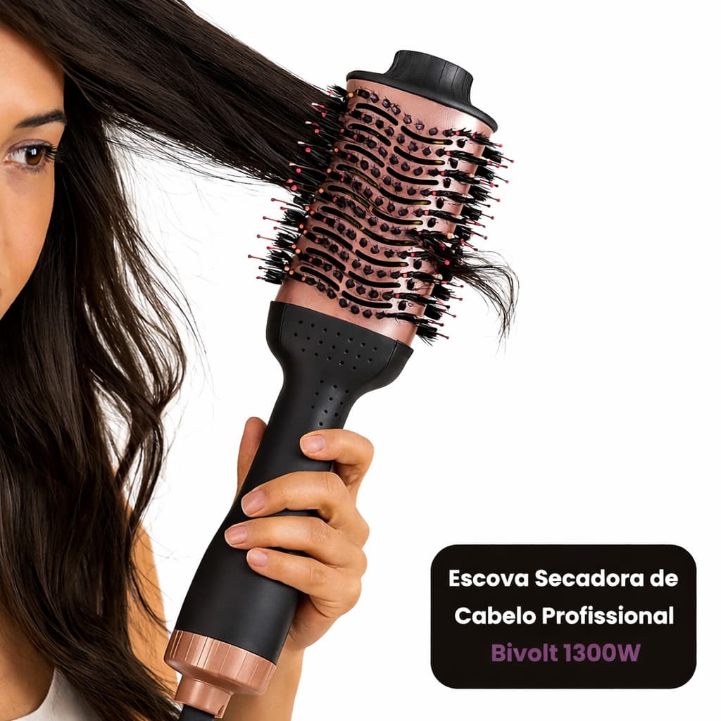Escova Modeladora Profissional Secadora Cabelo Bivolt 1300 Watts Rápida