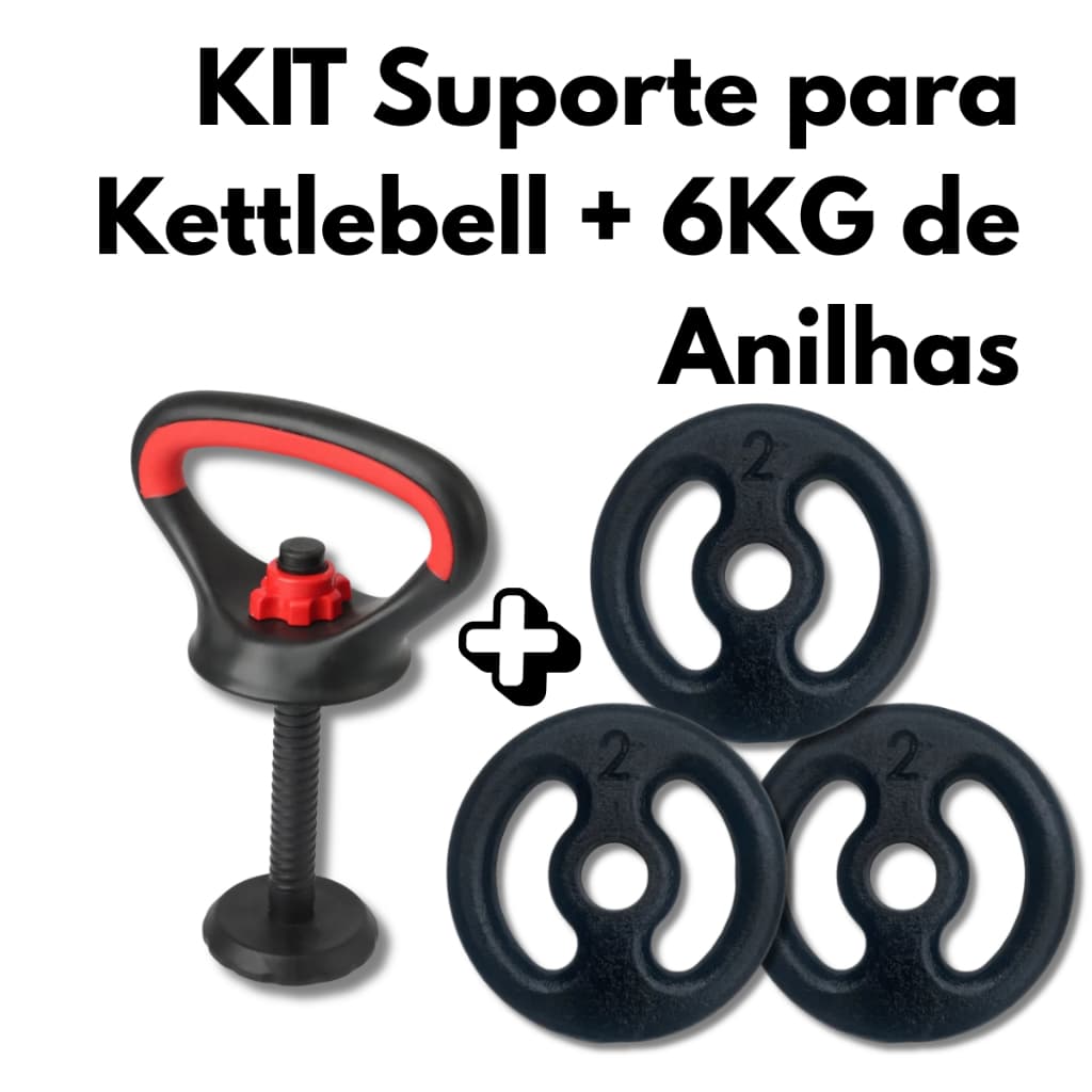 KIT Suporte para Kettlebell + 6KG Equipamento para Exercícios Musculação e Treino em Casa