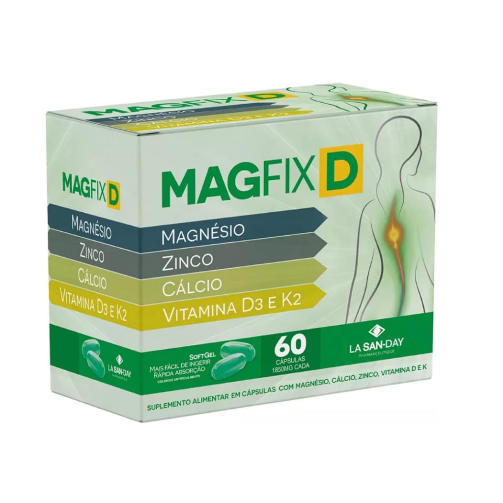 Suplemento Magfix D La San-Day 60 Cápsulas Magnésio Zinco Cálcio Vitamina D3 K2