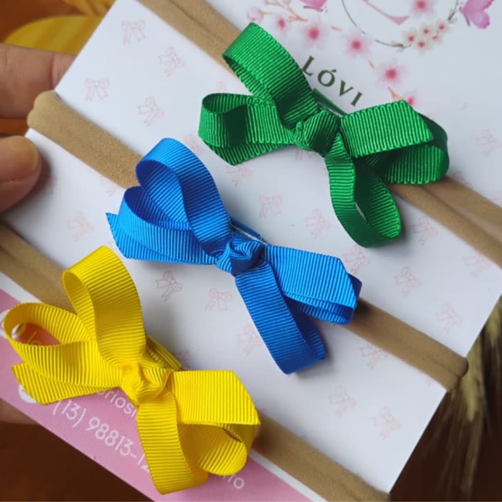 Kit 3 laços para bebê Copa do Mundo 2 em 1/Faixa meia de seda adaptável/ kit Tiara e presilha para bebê recém nascido
