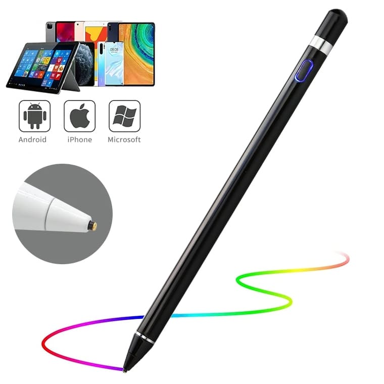 Caneta Touch Universal Recarregável Alta Precisão para Tablet iPad Celular Android iOS