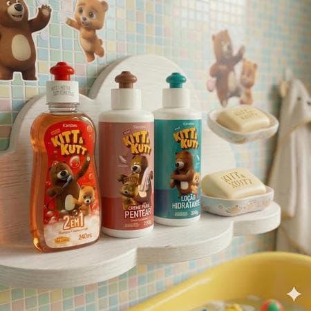 Kit Shampoo, Creme Pentear, Loção Hidratante Kitt & Kutt Keratex