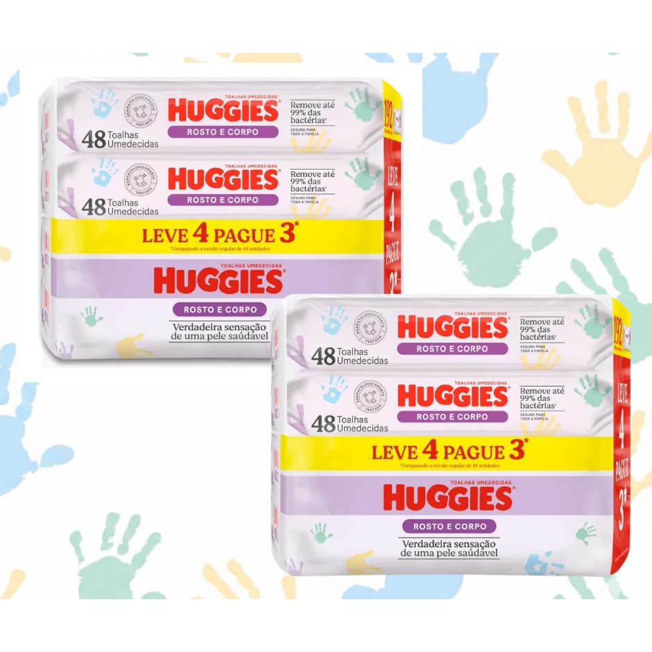 Kit c/8 Pacotes Lenços Umedecidos Huggies - 384 toalhas - Envio Imediato