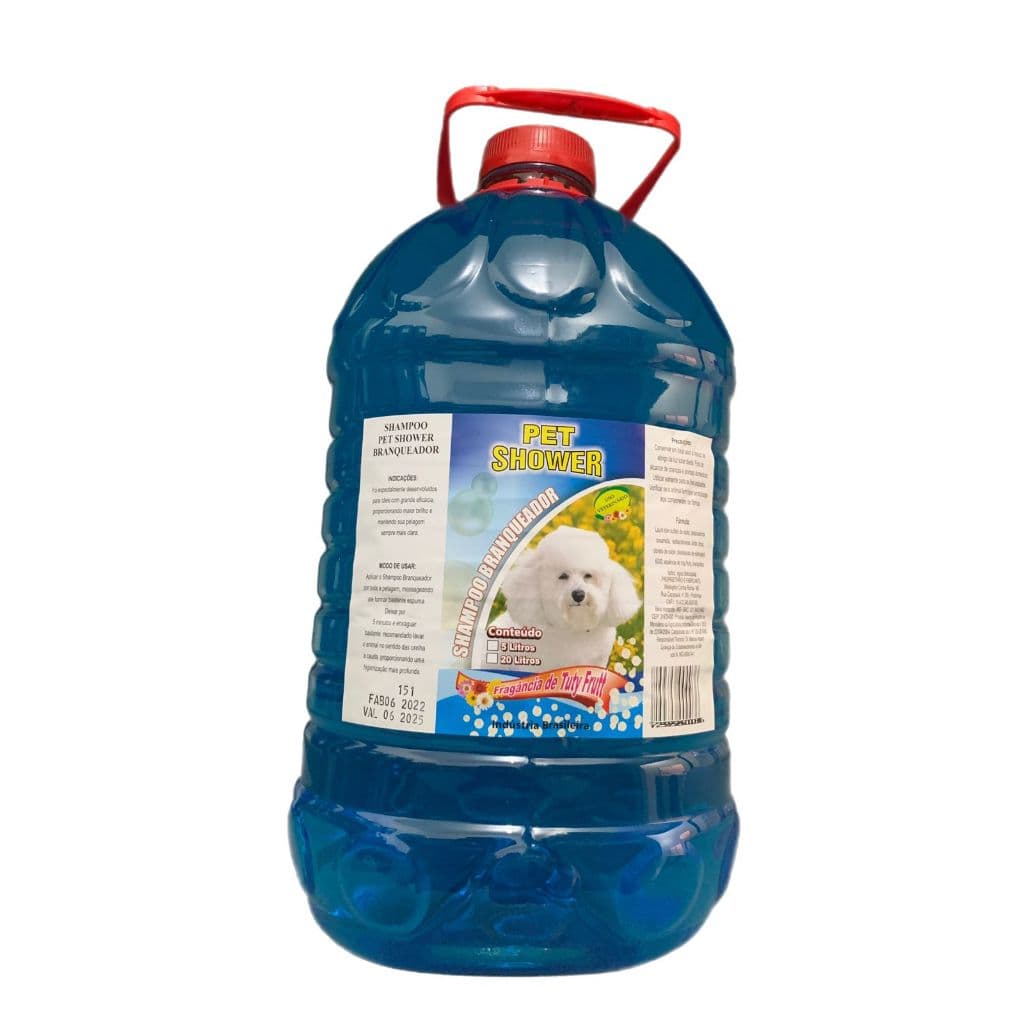 Shampoo Pet Shower Branqueador 5 Litros para Pet Shop, Banho e Tosa e Clínica Veterinária