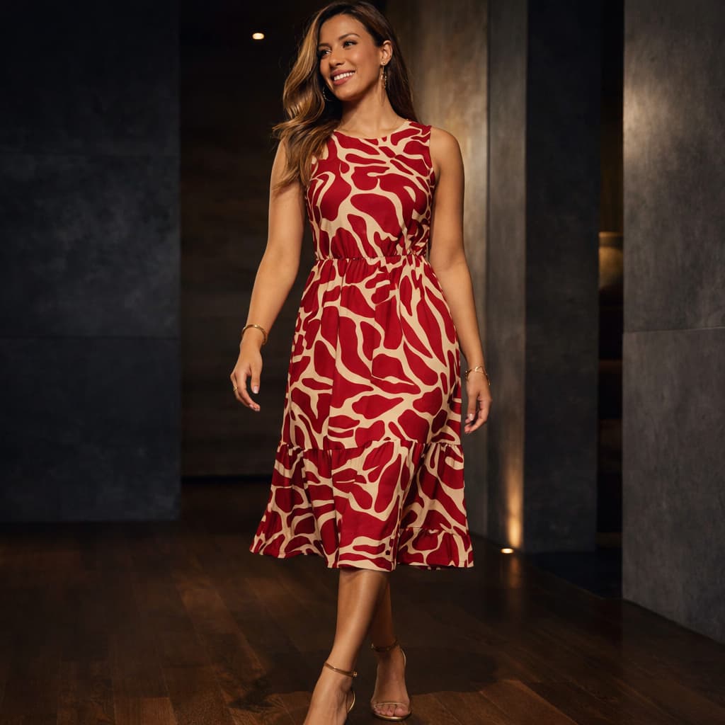 Vestido Feminino Liganete Estampado Midi Leve e Confortável Moda Verão Casual Soltinho Não Amassa
