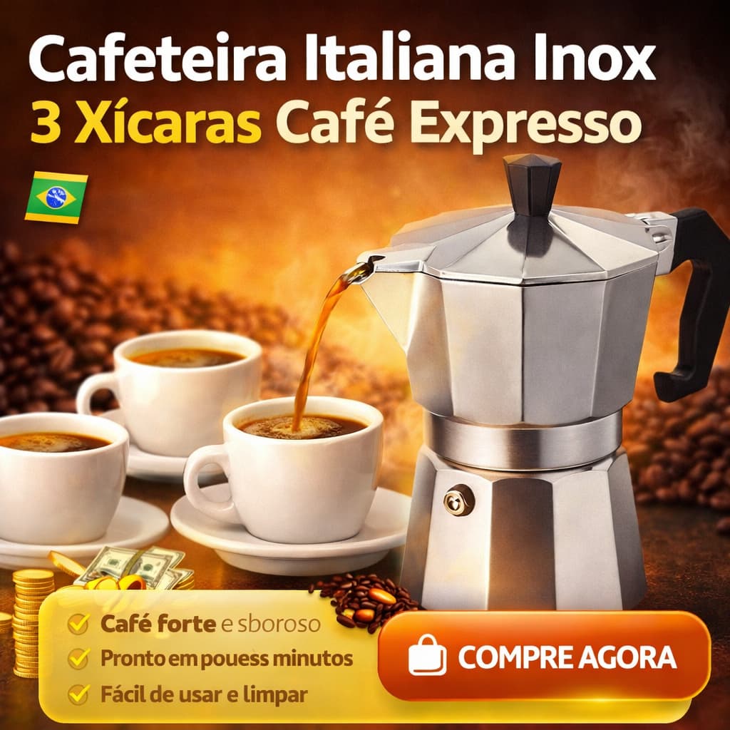 Cafeteira Italiana Inox 3 Xicaras Moka Cafe Expresso Tradicional Portatil Duravel