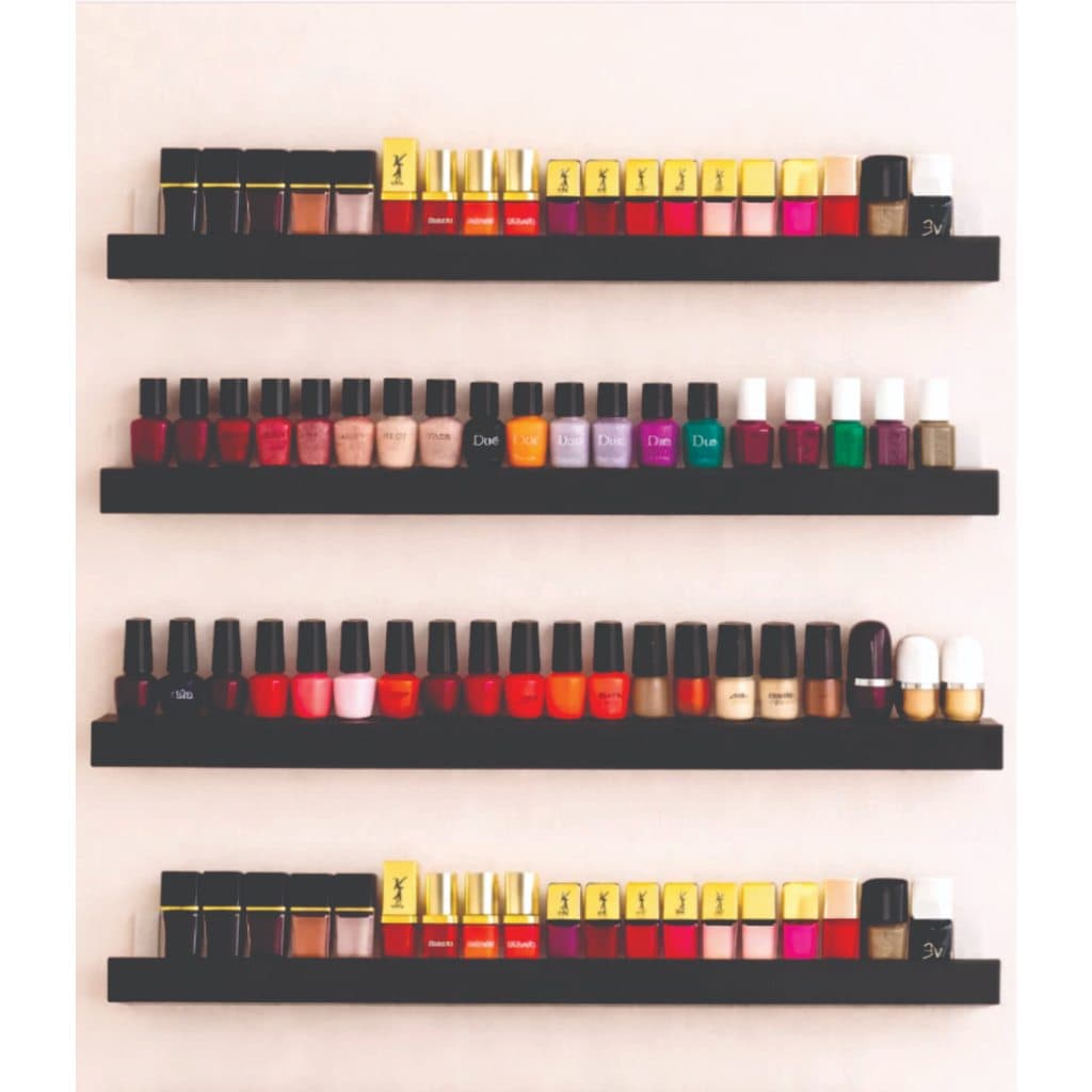 KIT Prateleiras 60cm Preta Porta Esmalte Manicure Organizadora Expositora Suporte Parede Quadros - escolha a quantidade